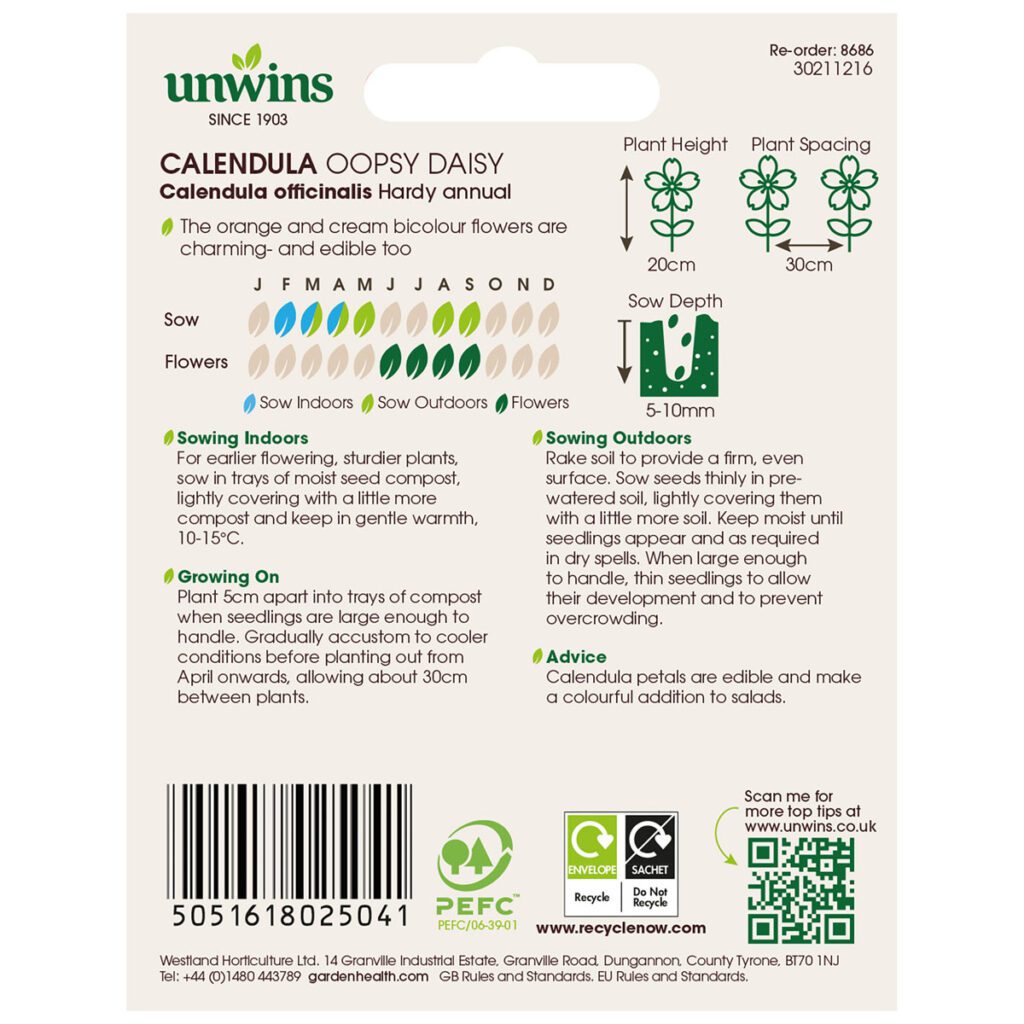 Unwins Calendula Oopsy Daisy Seeds 5051618025041 2